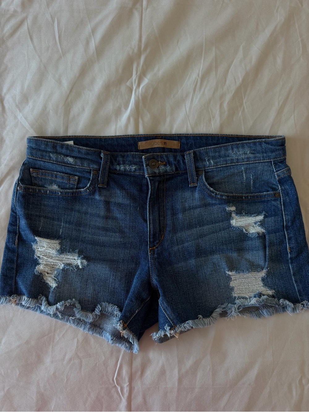 Joe's Jeans Distressed Dark Blue Denim Shorts
